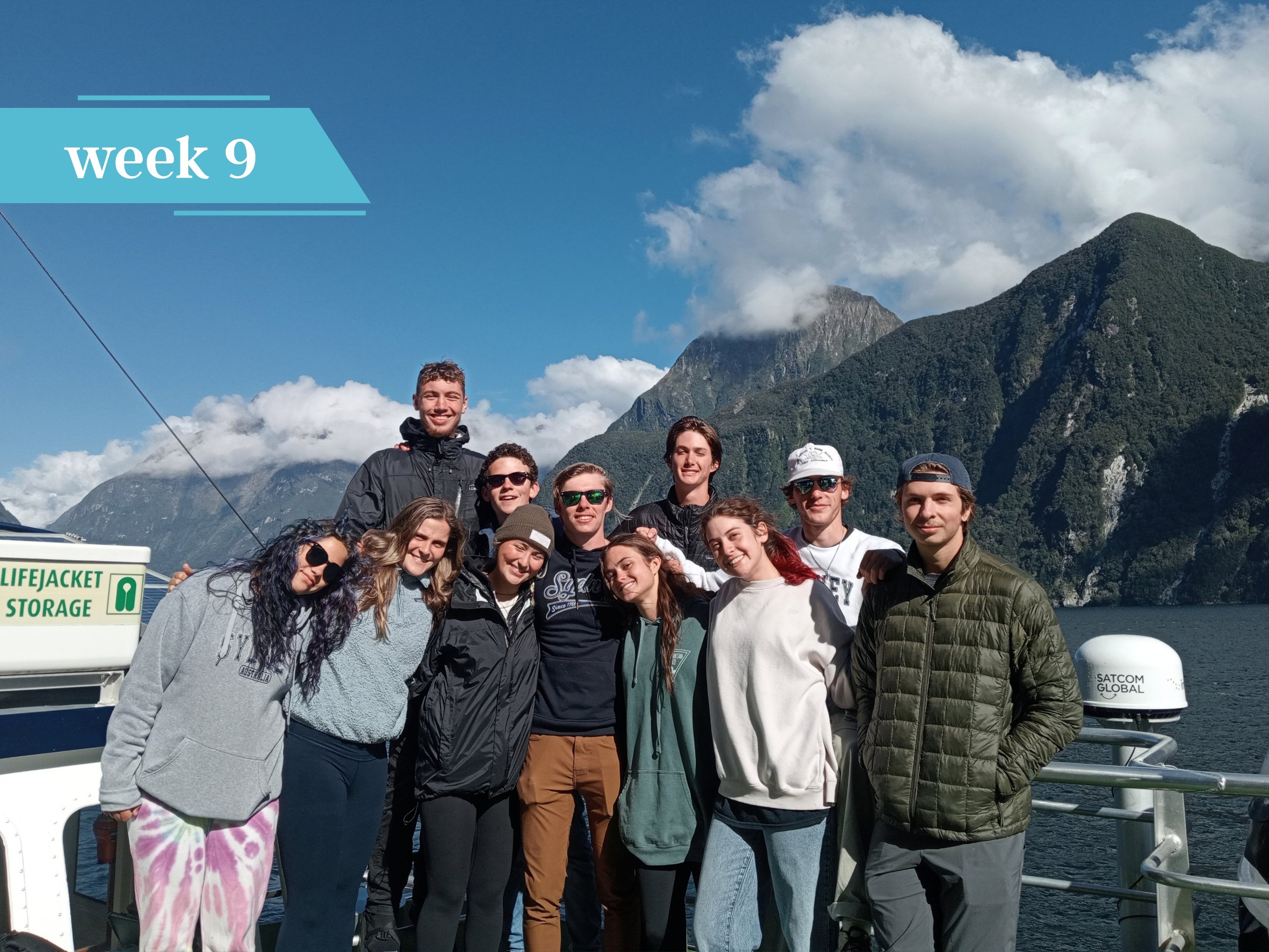 Students on the boat in Milford Sound