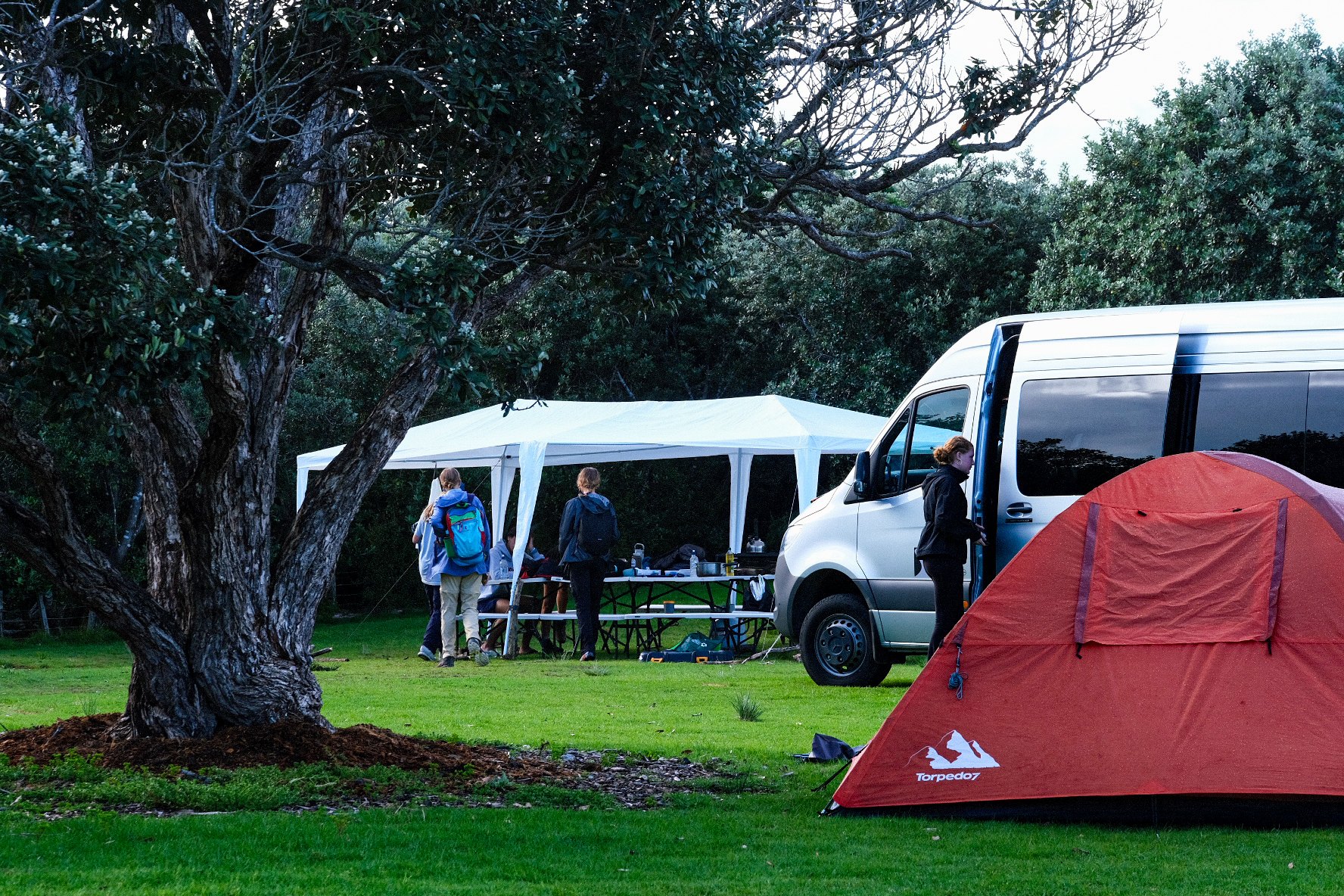 Students camping in New Zealand