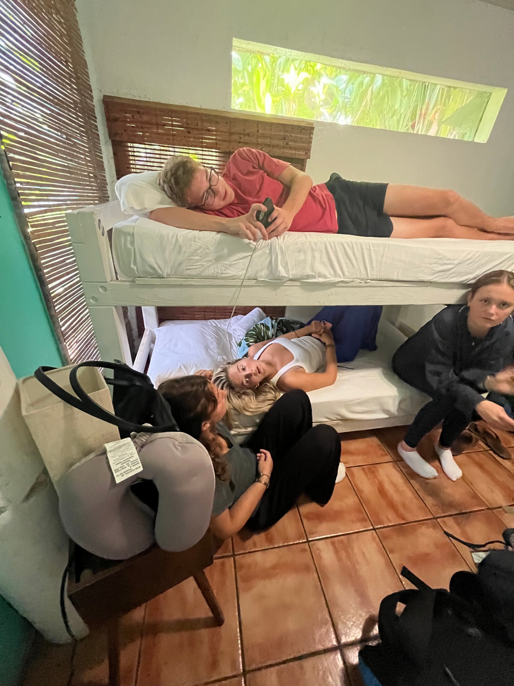 Students relaxing in Hawaiian hostel