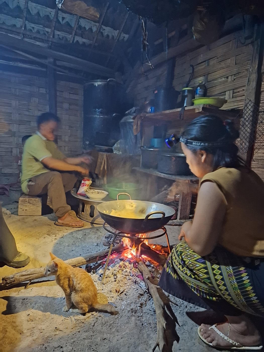 Cooking over the fire in a village home